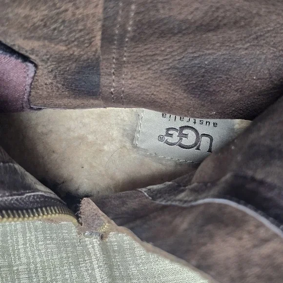 UGG Tall Suede Leather Boots Women 10 Brown Equestrian Buckle Mountain Cabincore - Picture 8 of 9